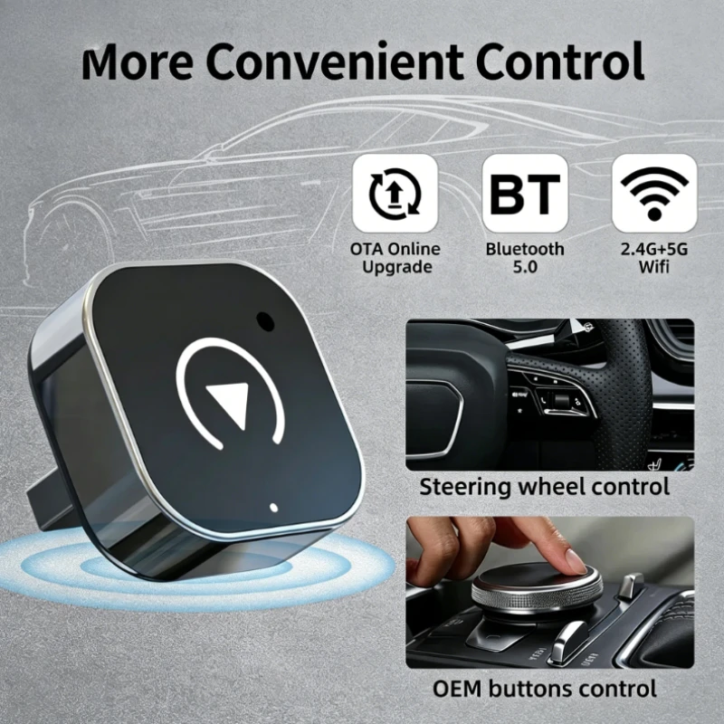 2026 NEW CarPlay Wireless Adapter Wired to Wireless Converter for Factory Wired CarPlay Cars Auto Connect USB Dongle