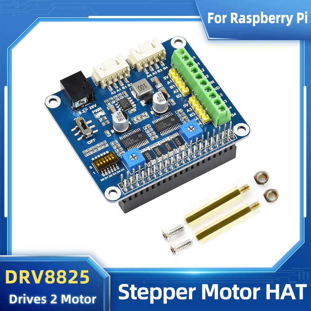 

Шаговый двигатель для Raspberry Pi DRV8825, привод, два шаговых двигателя до 1/32, микрошаговый двигатель для RPI 4B 3B + 3B Zero 2 W 1,3