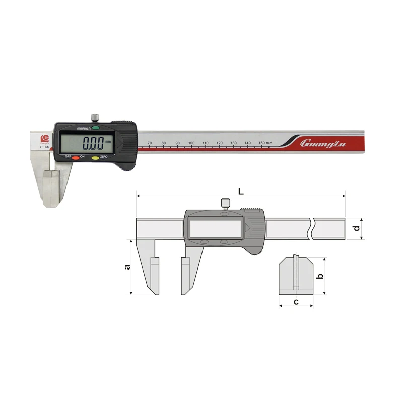 Guanglu Digital Caliper with Large-sized Measuring Faces,to measure wire rope,0-150mm 0-6