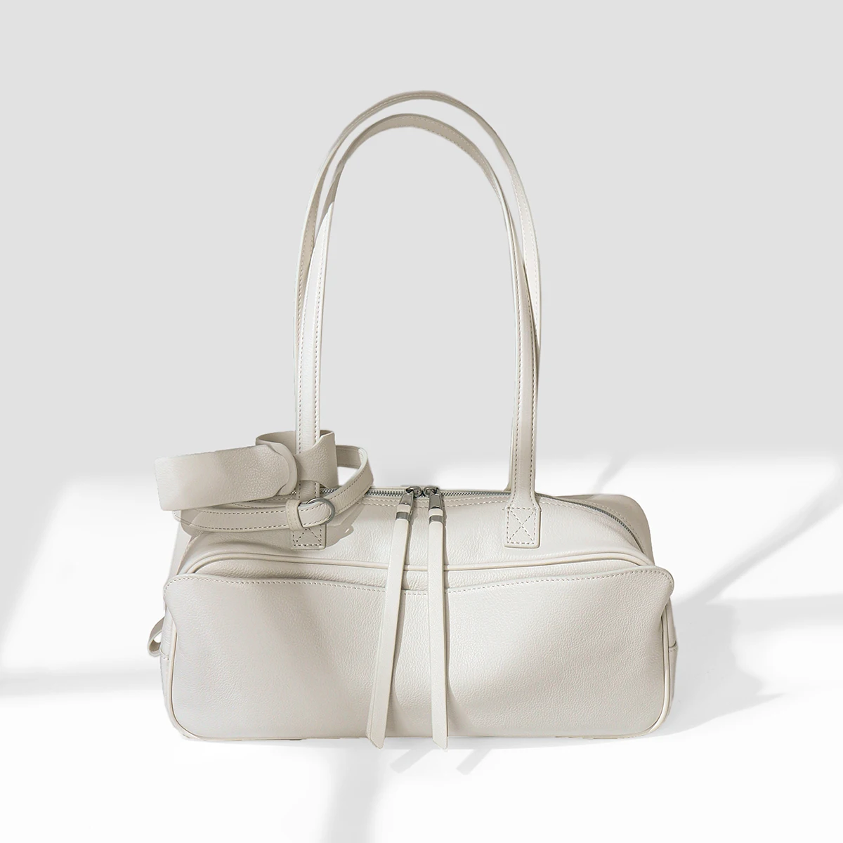 Sac de Bowling en cuir de vache de première couche, sac à bandoulière souple en cuir véritable, sac Baguette Hobo sous les bras, sac d'oreiller