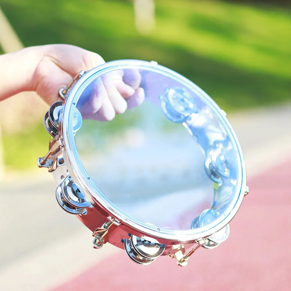 8 Inch Musical Hand Drum Tambourine for Stimulates Hearing Rhythm Sensitivity Hand Eye Coordination Parent