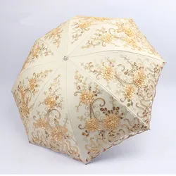 Fashion Princess Manual Umbrella Sunshade Lace Women's Folding Umbrellas For Rain And Sun Anti-ultraviolet Parasol 8 Ribs