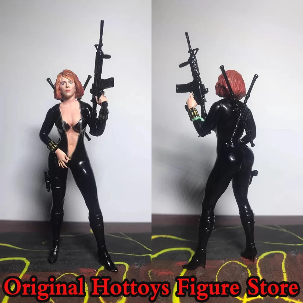 

1/18 Scale Female Soldier Black Jumpsuit Secret Agent Mini Painting Sculpture Full Set About 9cm Action Figure Model Gifts