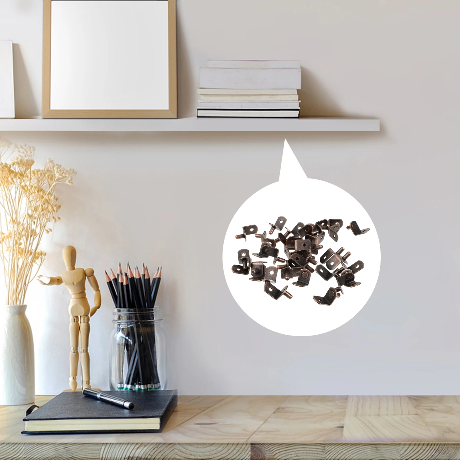 

50 Pcs L shaped Shelf Pegs Hole Durable Lightweight Bookcase Kitchen Cabinet Closet DIY Bracket Support Pins Hardware