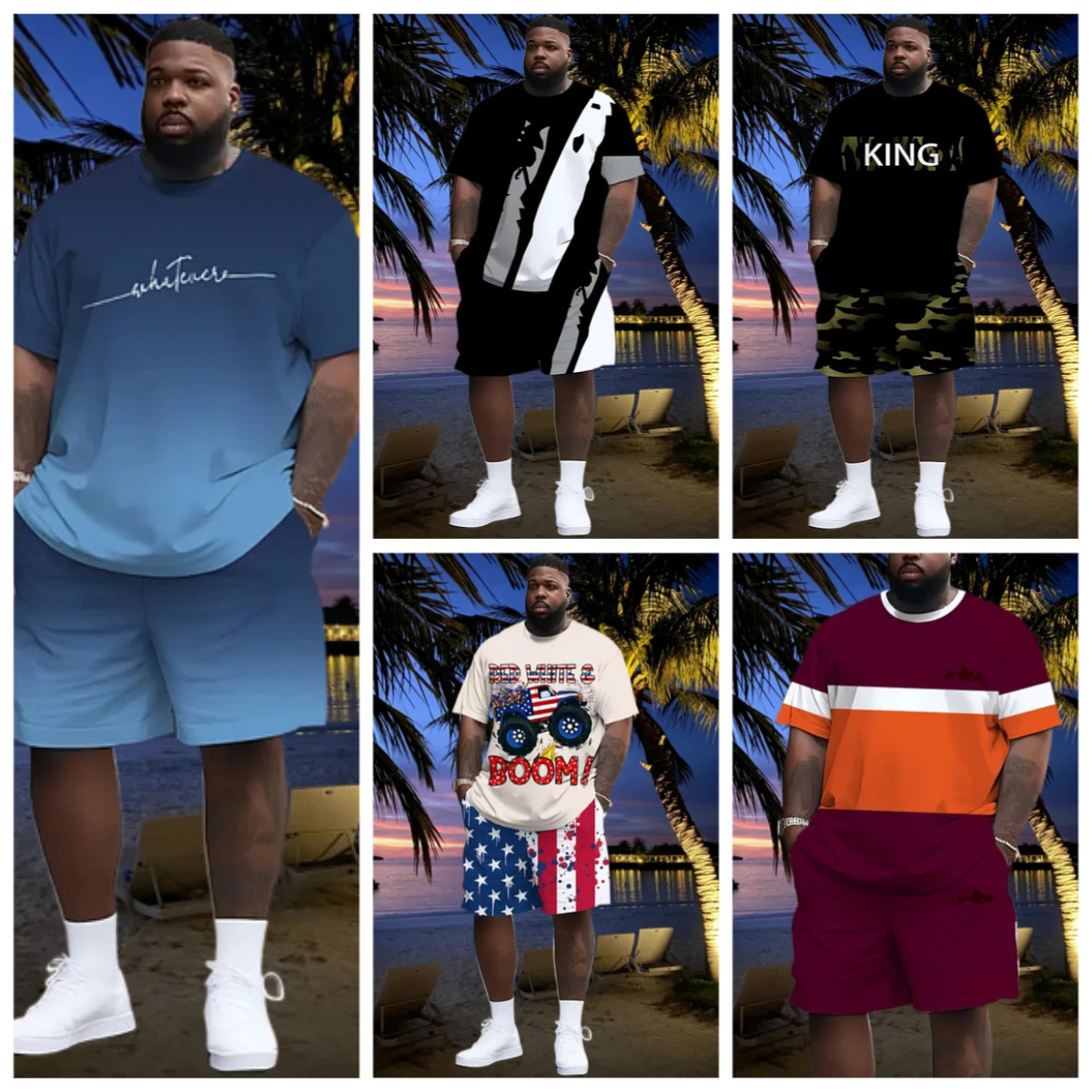 

2025 Latest Hot T-shirt Set 3D Vacation Style Trendy Various Elements Fashionable Street Men's Set Summer Top Shorts Breathable