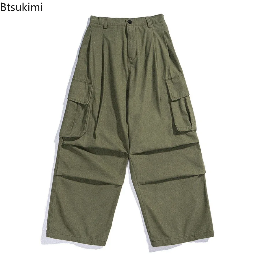 Men's Classic Design Multi Flap Pockets Cargo Pants Loose Fit Drawstring Cargo Pants for Skateboarding Street Outdoor Camping