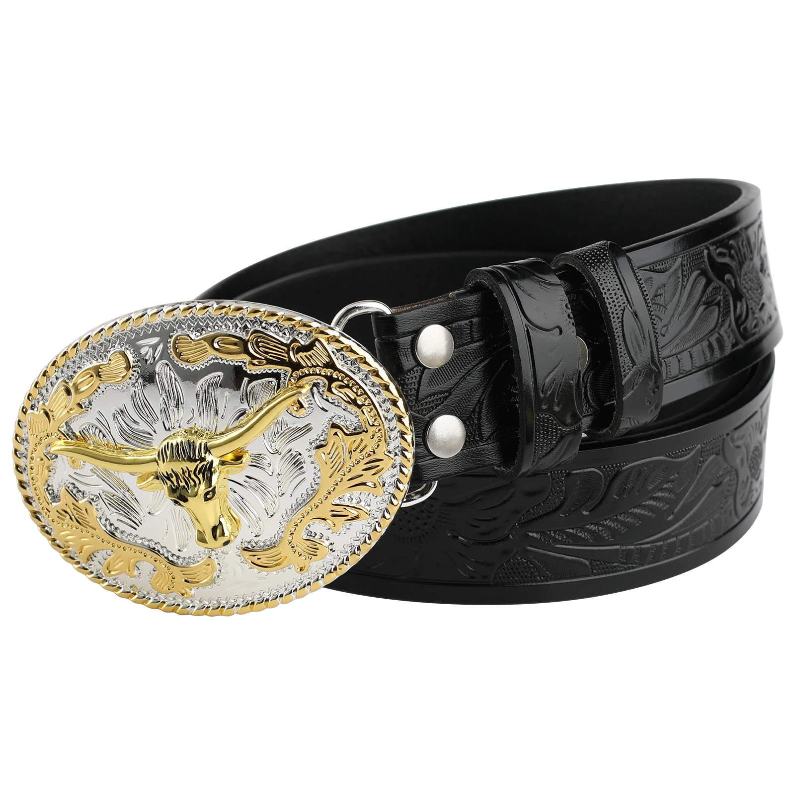 

Golden Cow Buckle Embossed belt