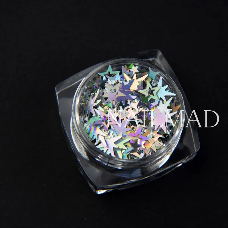 1box Holographic Octagonal Star Glitter Mixes Hollow Star Nail Sequins Cross Star Glitters Nail Art Decorations