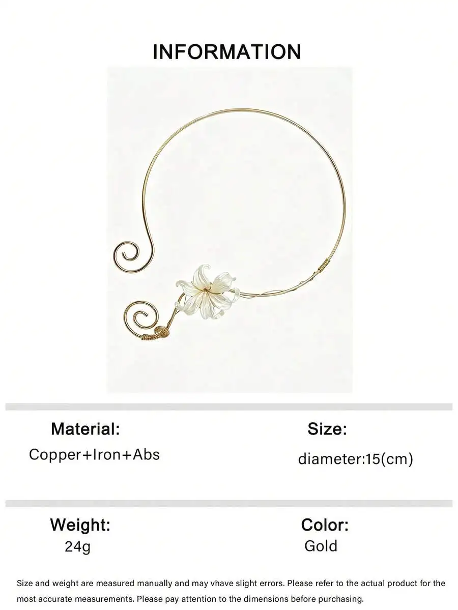 

1pc Unique Fashion Spiral Iridescent Iris Flower Adjustable Choker Necklace, Elegant 3D Wrapped Floral Spiral Adjustable Necklac