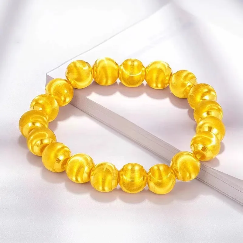 

Браслет Lucky Bead для пар «кошачий глаз», золото 24 карата, AU999 | Текстура ирис с градиентной зеленой эмалью, молодежный шик для модных дуэтов.