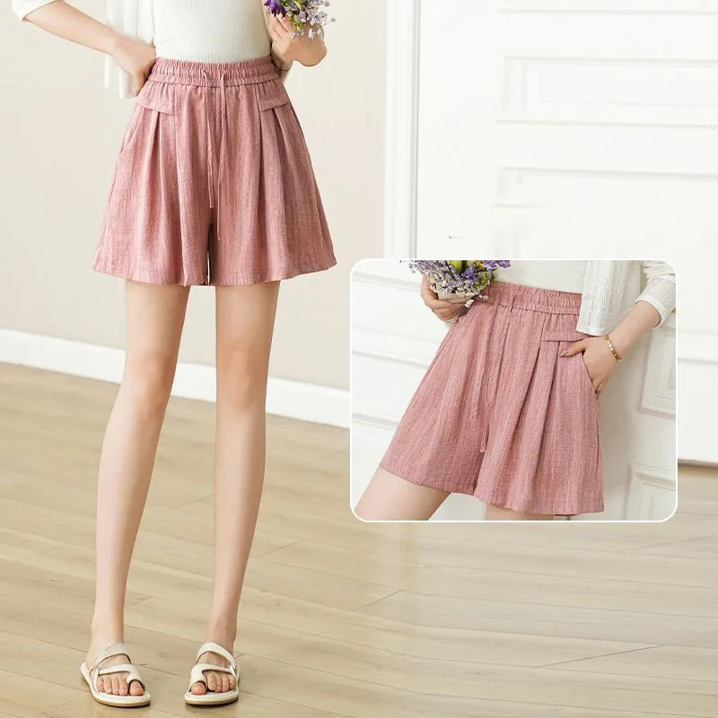 Moda Tasche impiombate Tie Dye Pantaloncini casual Abbigliamento donna 2025 Estate Nuovo allentato coreano elastico a vita alta Pantaloncini a gamba larga