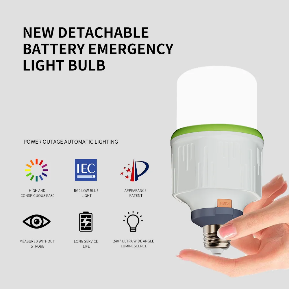 Smart LED Charging Chip Emergency Bulb Light Retractable AC85-265V E27 18650 Battery Power Outage Garden Outdoor Camping Bulb