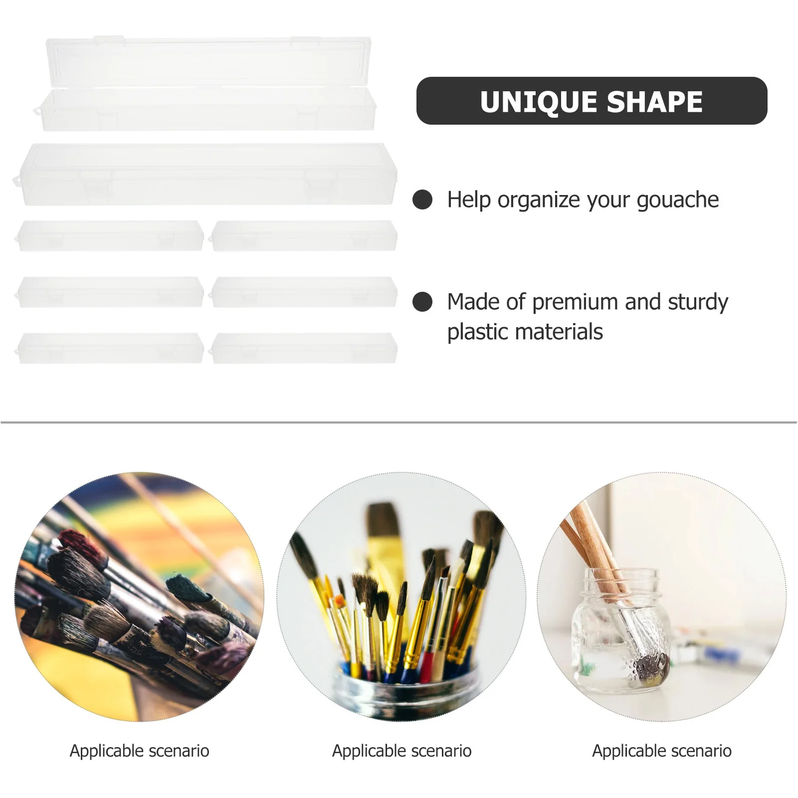 

8Pcs Clear Pen Container Sturdy Plastic Material for Calligraphy and Drawing Accessories Painting Brush Box Transparent Pen Box