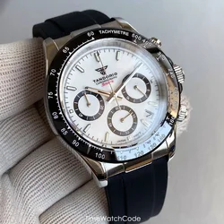 Tandorio VK63 Watch for Men 39mm Quartz Movement Chronograph Stop Watches 316L Steel Rose Gold Sapphire Rubber Strap