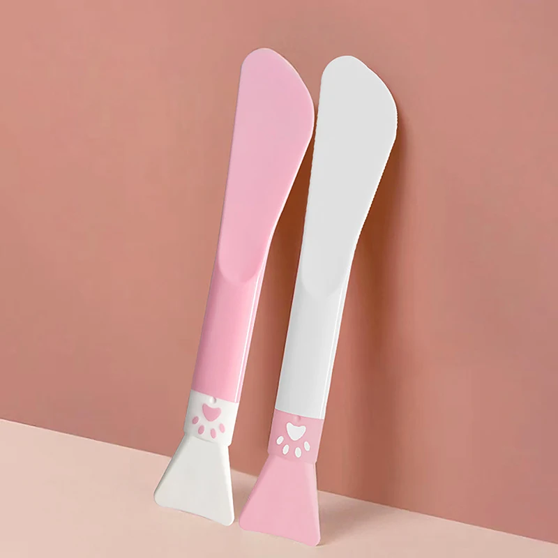 Cute Paw Silicone Facial Mask Brush Scraper Double Head Facial Mask Mud Brush Facial Beauty Tools Face Cleansing Brush