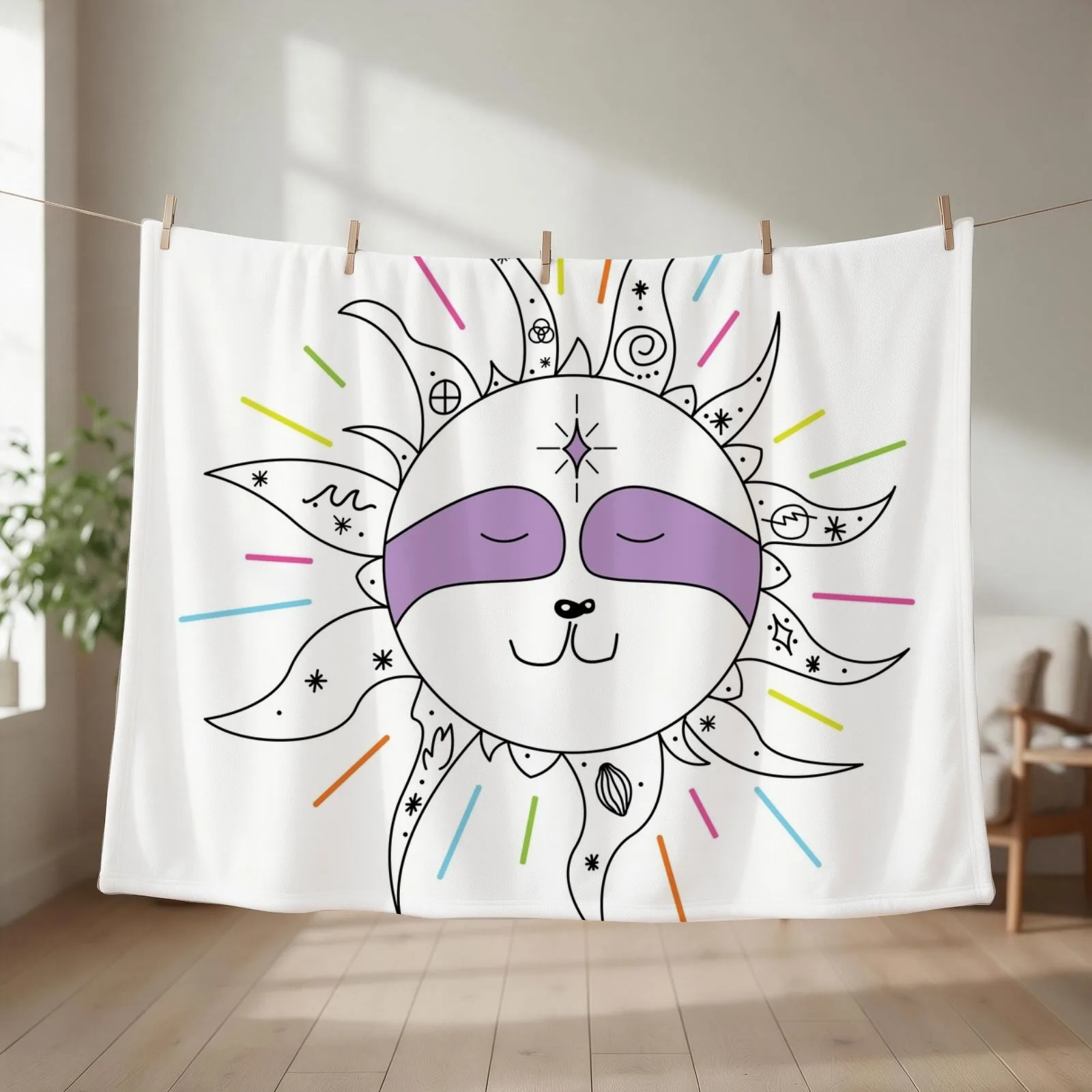 1000 Suns Cosmic Sloth Throw Blanket couch cozy soft plush fuzzy picnic outdoor blanket
