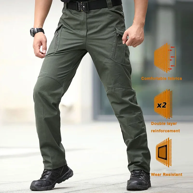 

Plus Size 6XL City Casual Cargo Trousers Men Outdoor Sports Pants Multi Pockets Elastic Tactical Pant Waterproof Men's Clothing