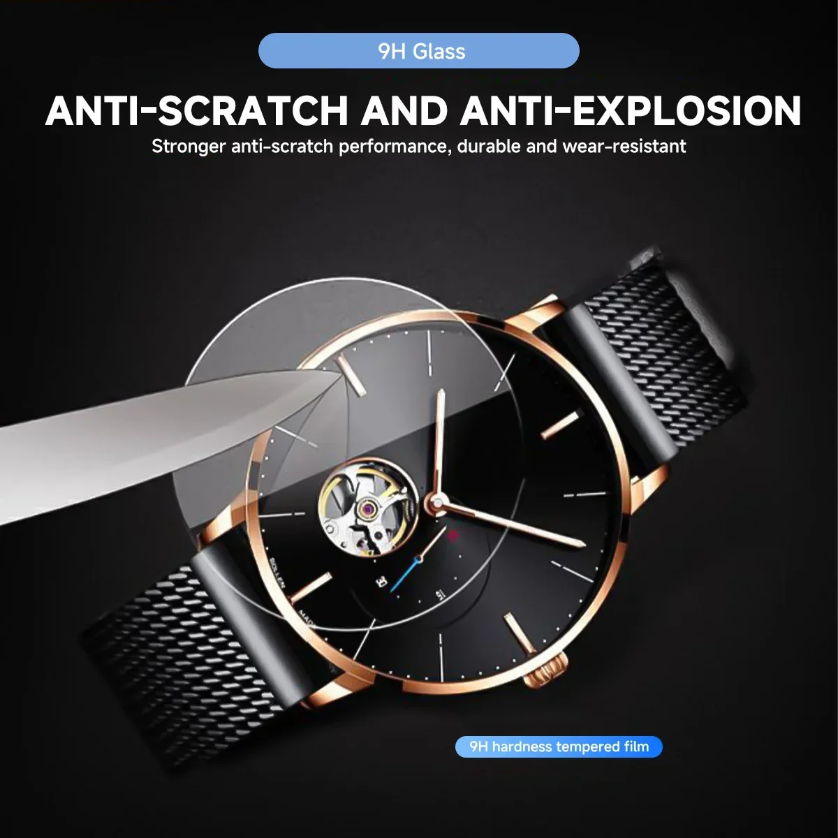 26-46mm Universal Tempered Glass Smartwatch Screen Protector Protective Film 28mm 30mm 32mm 38mm 40mm 41mm 42mm Diameter 1-5PCS