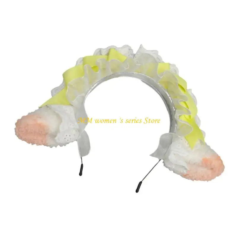 Q39C زينة شعر أذن الحيوان القطيفة للنساء إكسسوارات الموضة