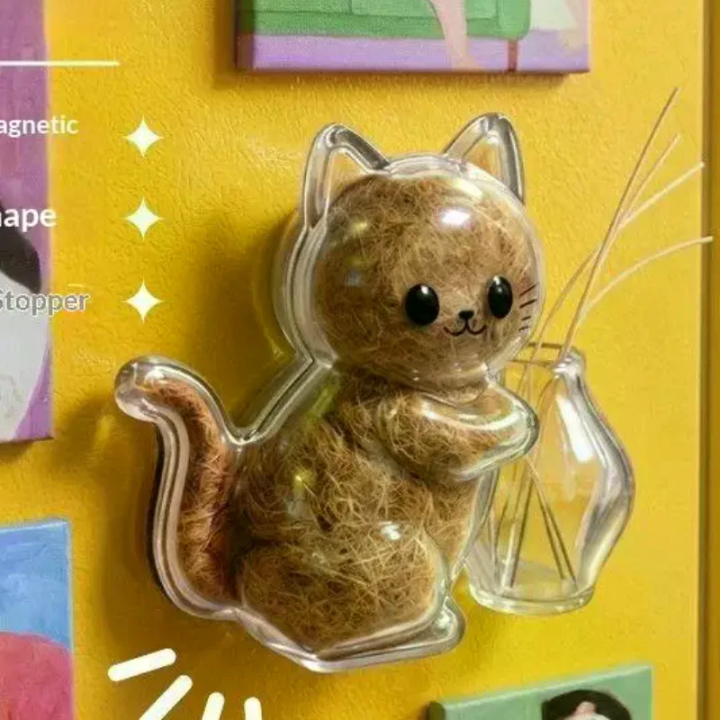 Transparent Cat Hair Storage Refrigerator Magnets Pet Fur Keepsake Capsule DIY Souvenirs Cat Whiskers Collector Fridge Magnet