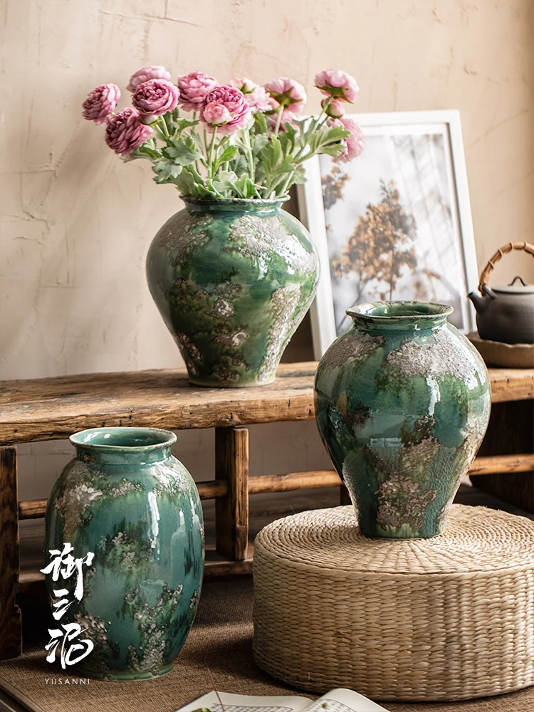 

Jingdezhen new Chinese wind hydroponic ceramic vase countertop coarse pottery flower ware living room home flower