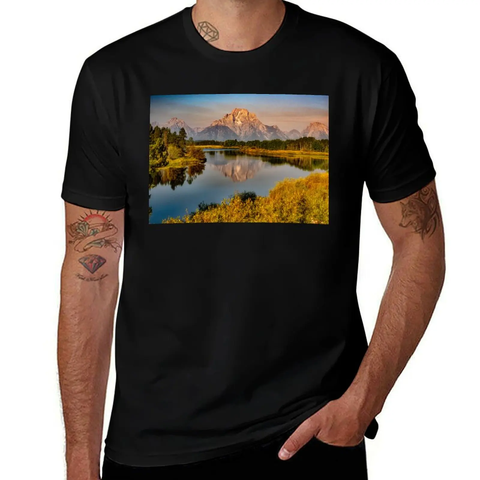 

Oxbow Bend - Grand Teton National Park, WY T-Shirt Stylish Print Short Sleeve Tee