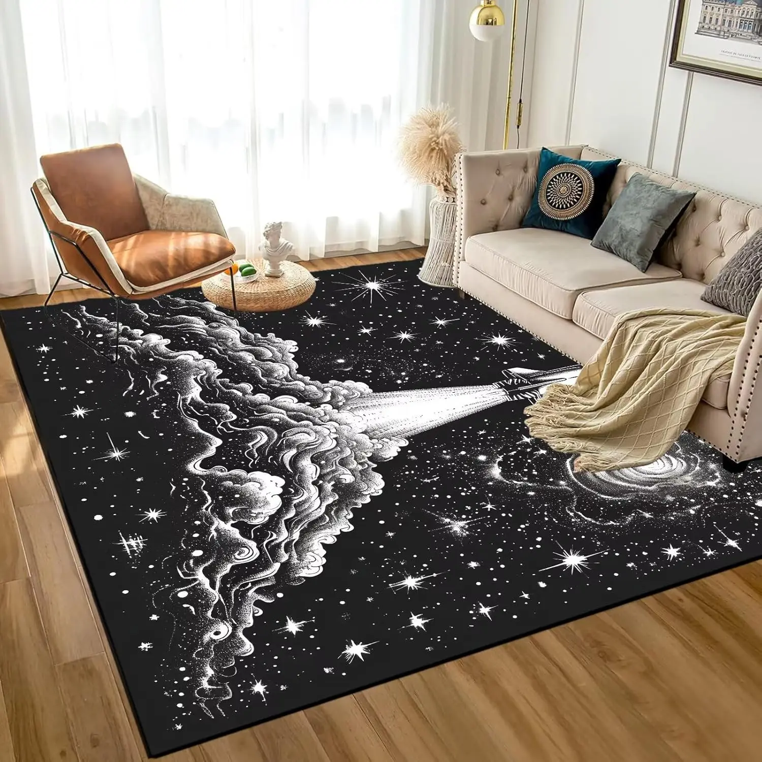 

Коврик со звездами для комнаты мальчиков, черные коврики с космическими ракетами, ковер Galaxy, ковер с принтом планеты, коврики для детей, подростков, коврик для спальни, гостиной