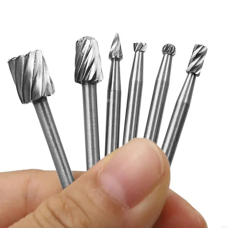 6Pcs Carbides Rotary Burr 3mm Shank Die Grinder Bit Grinder Drill Bit Tool Set