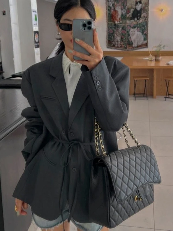 

Корейский женский костюм Ele: элегантный, приталенный, с поясом, создающий ощущение изысканности, весна 2026, новинка, модная повседневная одежда