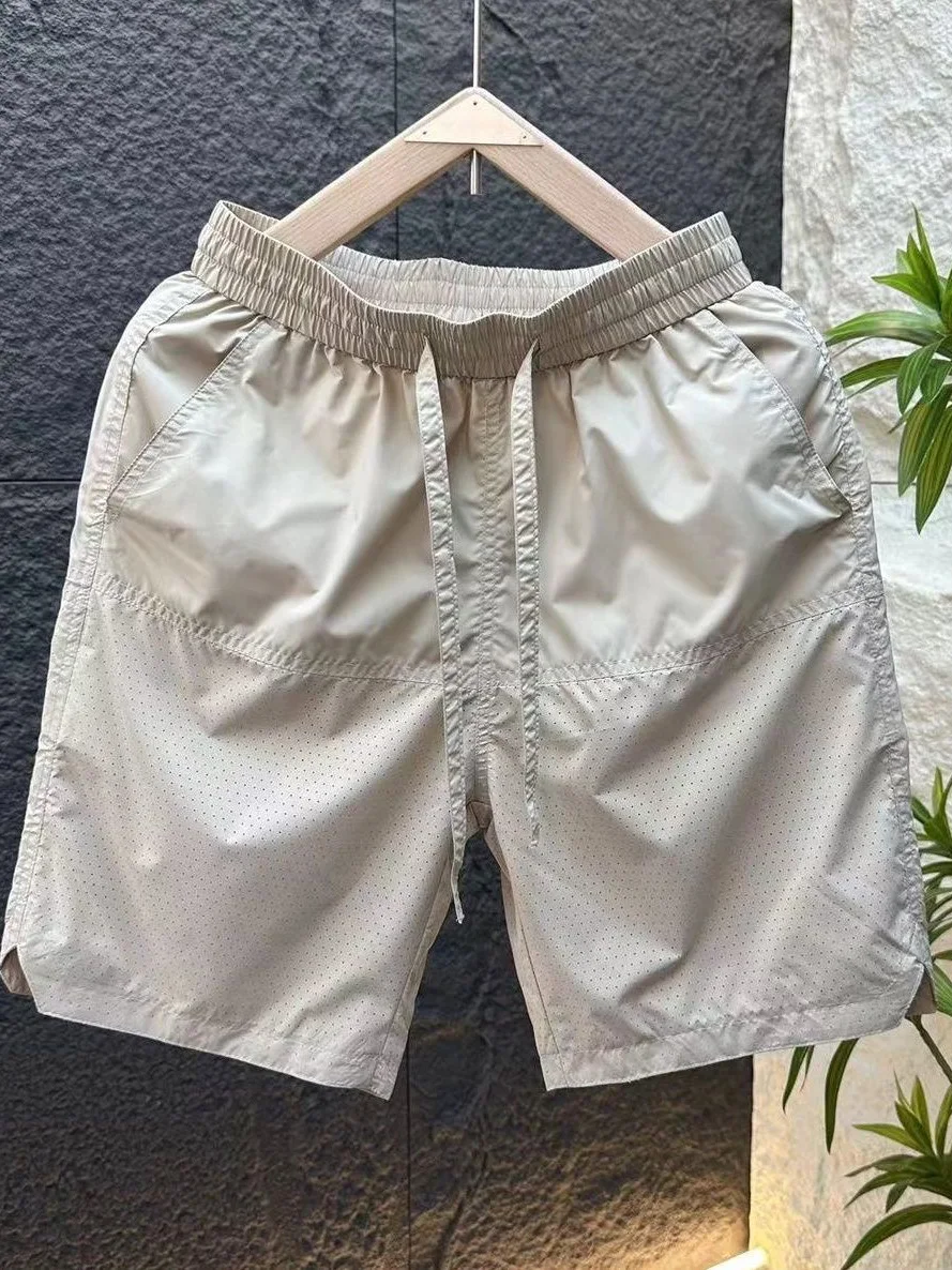 

Лето 202, мужские свободные повседневные пляжные орты из ледяного шелка, дышащие, тихое, прямые, длиной пять четвертей, антибактериальные, для работы...