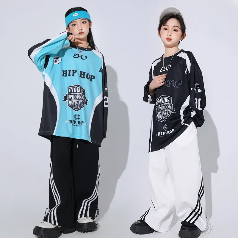 T-shirt hip-hop ad asciugatura rapida hip-hop allentata della Corea del Sud per bambini Pantaloni casual Bello costume da ballo