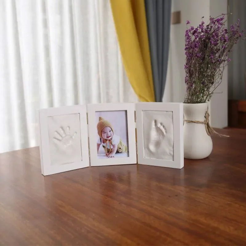 Cute Photo Frame Baby Footprint Foot or Hand Print Cast Set DIY Handprint Inkpad Soft Clay Casting Parent-child Hand Fingerprint