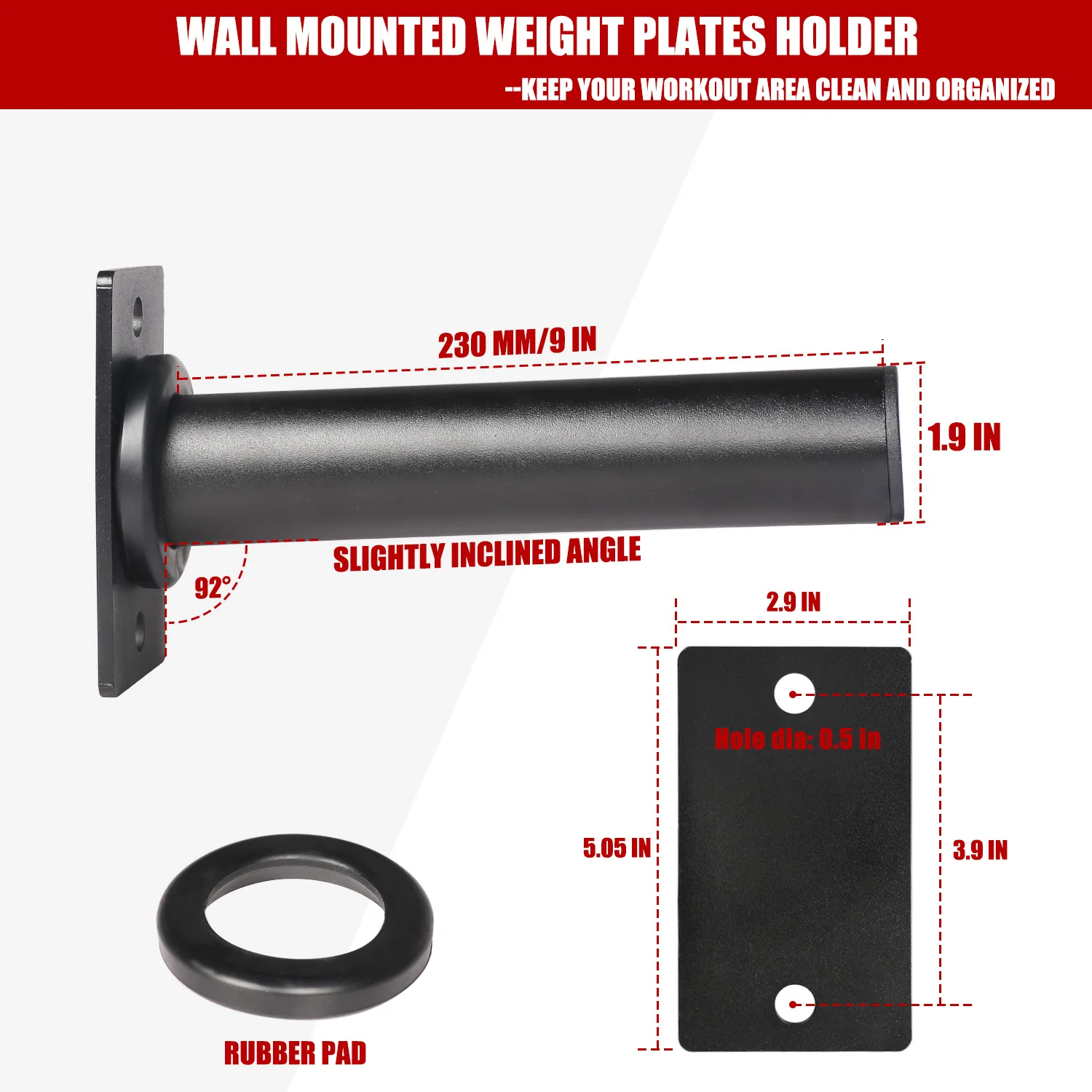 Supporto per piastra bilanciere a parete Rack resistente per dischi pesi Supporto da 5 cm Accessori per attrezzature per la conservazione della palestra domestica del garage