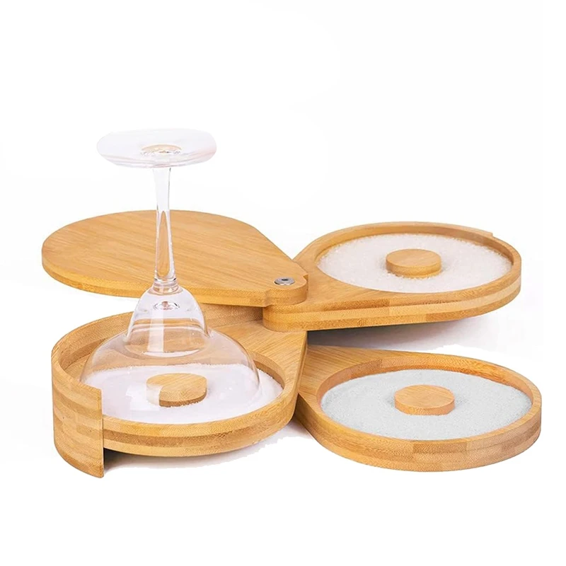 

1 Piece Wood Margarita Salt Rimmer Cocktail Rimmer Kit Wood Color Bamboo Glass Bar Sugar Salt Rimmer Plate