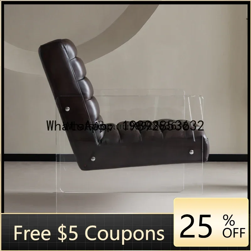 

Medieval oil wax leather single sofa chair living room light luxury high-end leisure chair