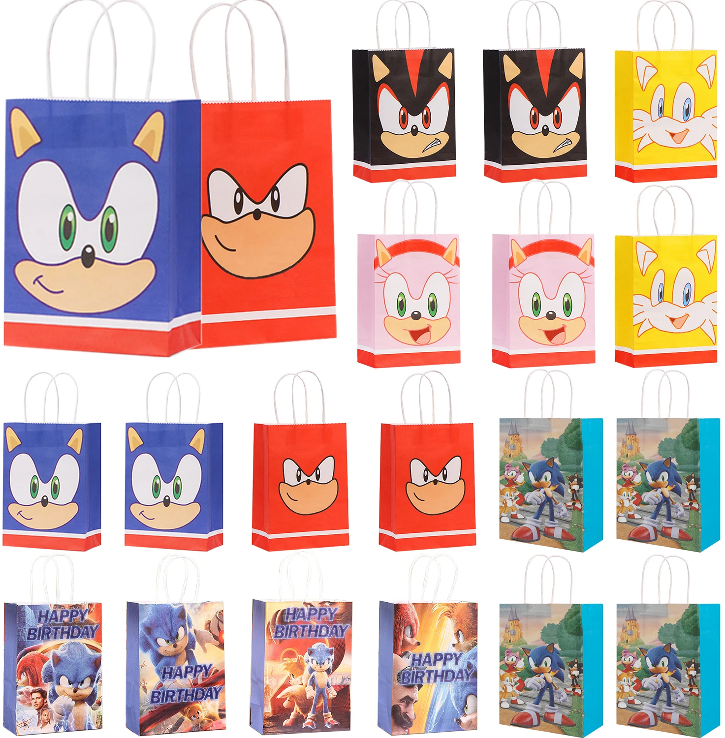 Sonic the Hedgehog Gift Bags Kids Happy Sonic Theme Birthday Party Decoration Gift Box Lots Packing Paper Handle Bag Sonic Decor