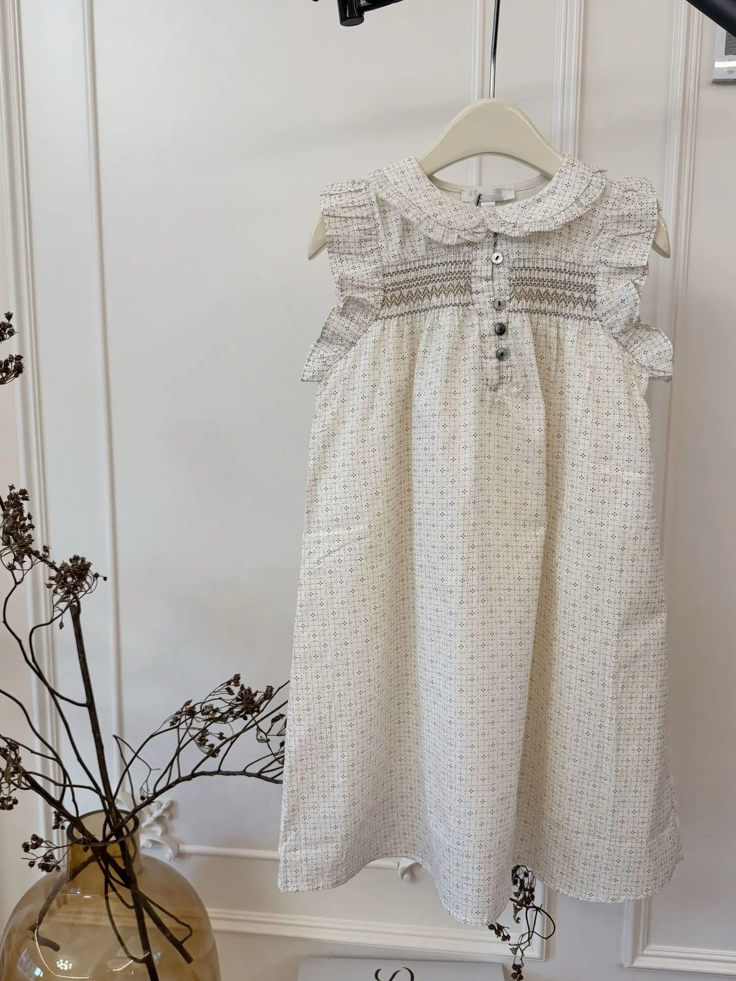 

Новое летнее хлопковое платье для девочек 2026 года с цветочным принтом и рукавами-крылышками