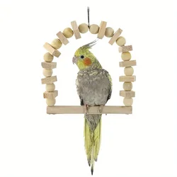 Bird Parrot Wooden Stand Playstand with Chewing Beads Cage Sleeping Stand Play Toys for Budgie Birds Swing Toy bird toys