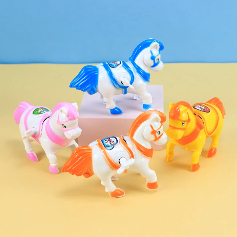 1 pz nuovo cartone animato carino pony divertente cavallo a carica giocattoli puzzle per bambini giocattoli a orologeria ragazzi/ragazze festa festa regalo di compleanno