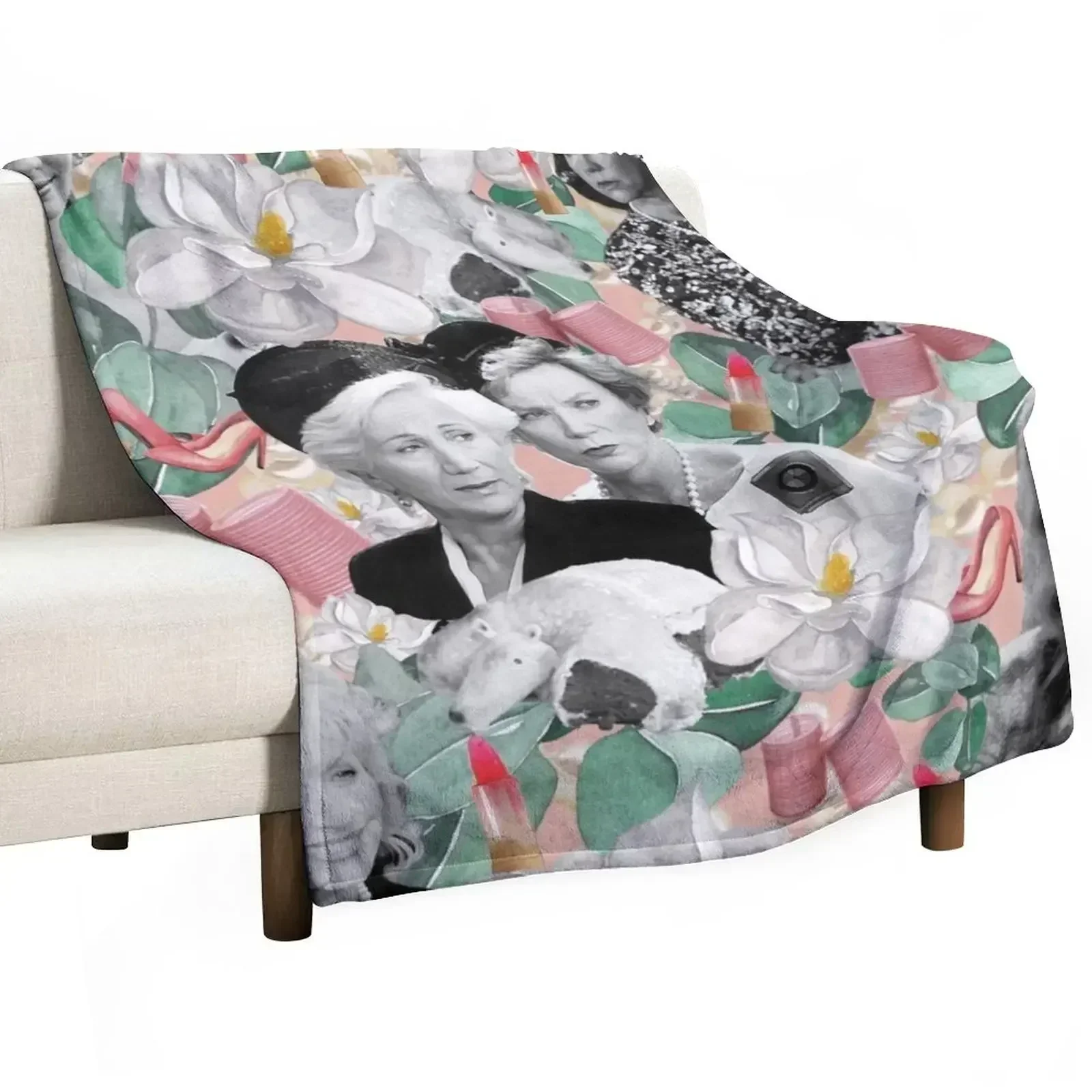 Steel Magnolias Southern Charm Collage Throw Blanket Warm Plush Fuzzy Blanket for Living Room