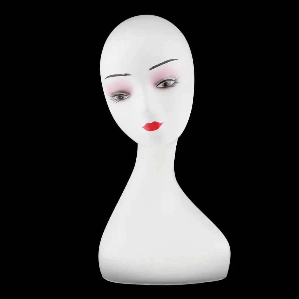 Mannequin Head with Base Durable ABS Plastic Manikin Head Bust for Wig Display Hat Jewelry Shop Wig Salon