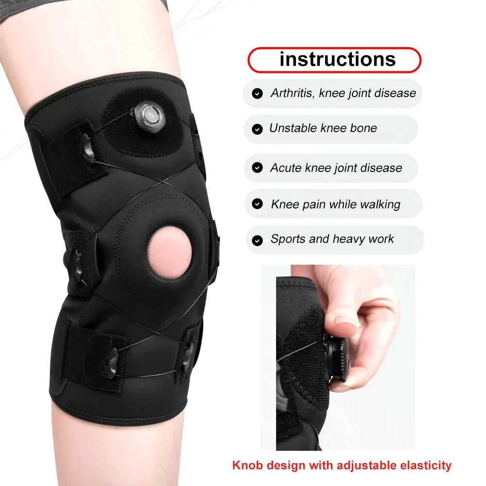 Knee Brace for Women Men Hinged Knee Brace with Side Stabilizers Adjustable Knee Support for Arthritis Pain,Injury Recovery