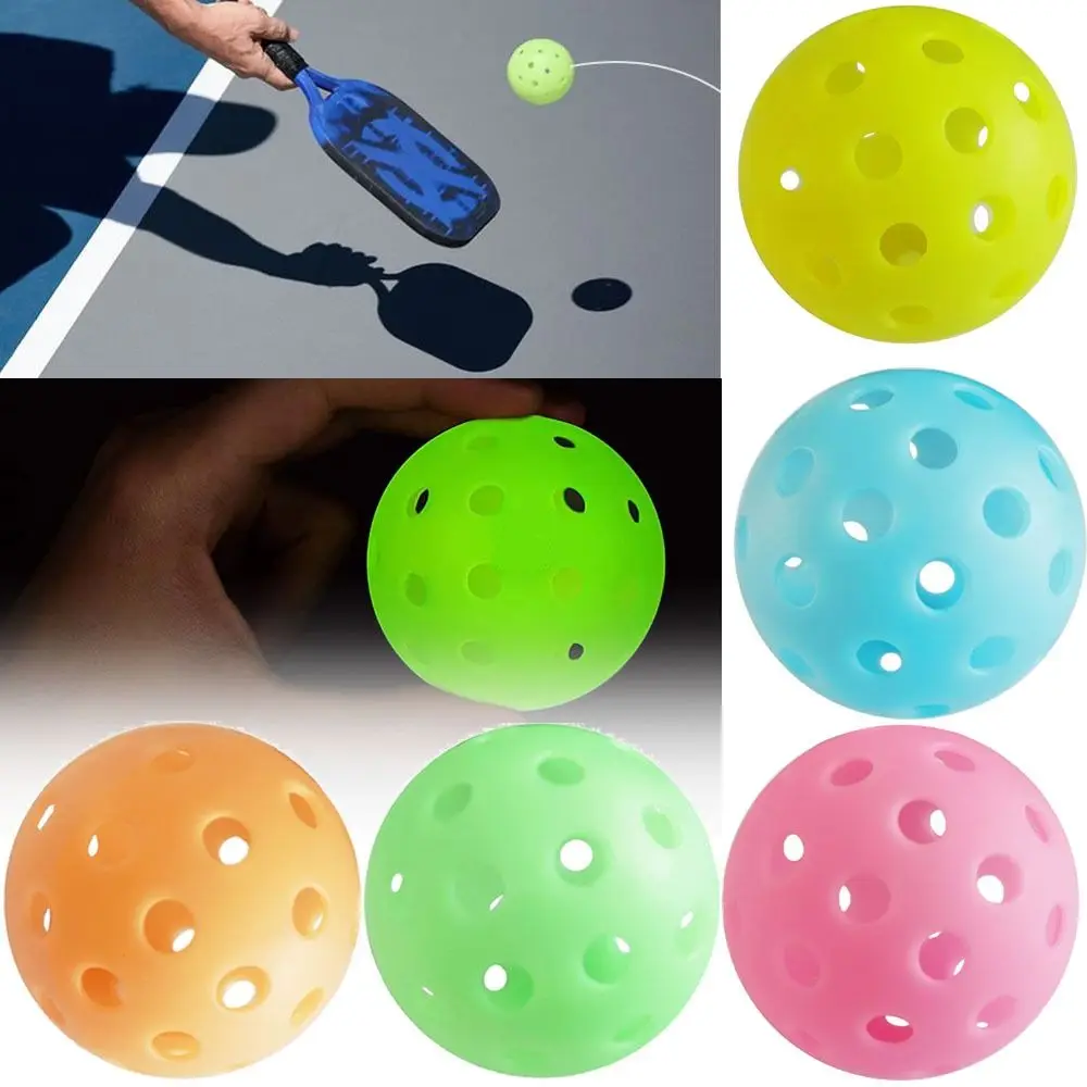 New 74MM 40 Holes Luminous Pickleball Multicolor Glow in The Dark Glowing Balls Elastic PE Ball Competition