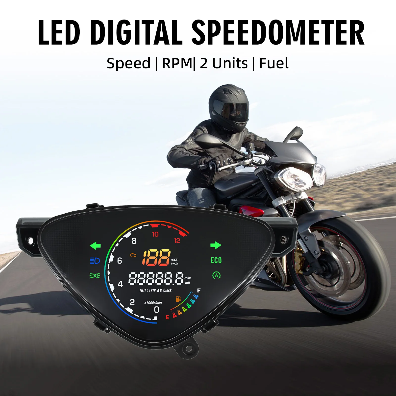

Motorcycle Speedometer Digital Speed Mileage Meter Trip ECO RPM Tachometer Clock Fuel Gauge Turn Light For YAMAHA MI0100 SPORTY