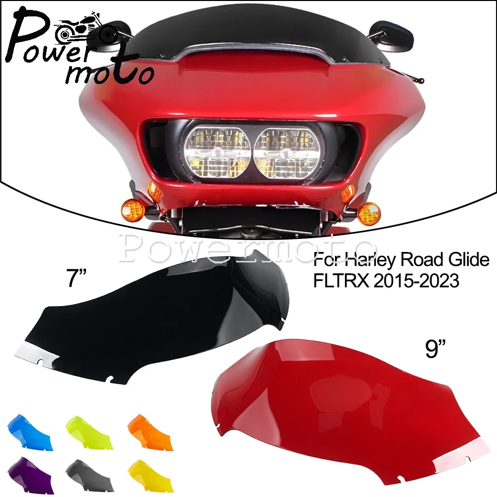 

7 / 9 Inch Motorcycle Windshield Fairing Windscreen Cover For Harley Road Glide FLTRX 2015 16-2023 Upper Fairing Wind Deflector