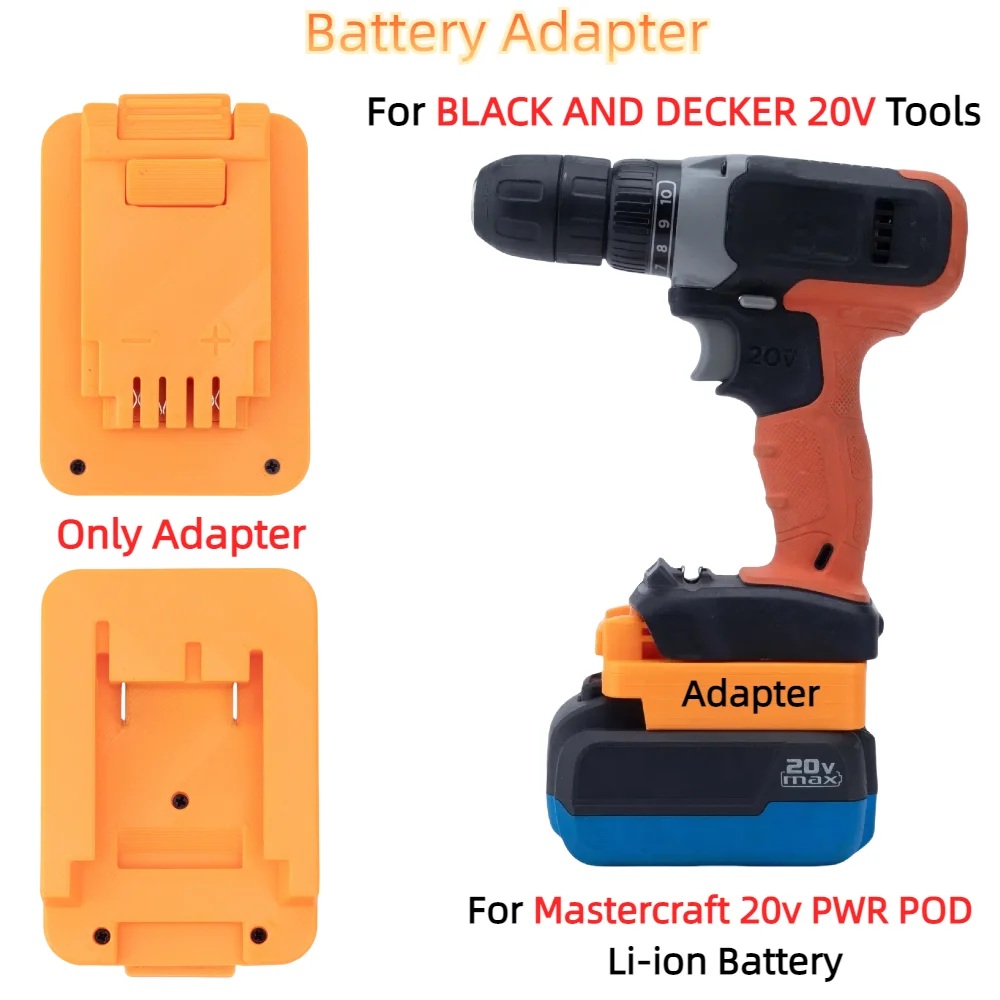 

Battery Adapter Converter Accessory for Mastercraft 20v PWR POD Li-ion Battery TO BLACK AND DECKER 20V Power Tools(Only Adapter)