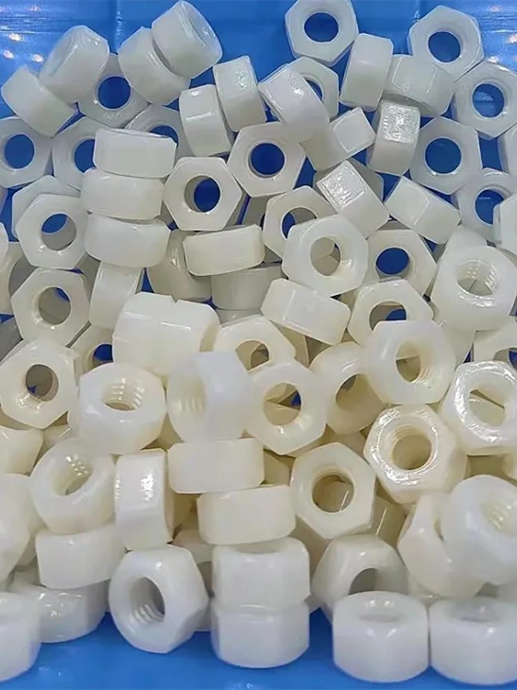 2-100Pcs White Plastic Nylon Nut Hexagon M2 M2.5 M3 M4 M5 M6 M8 M10 M12-M20 For Screws Bolts Plastic Nut