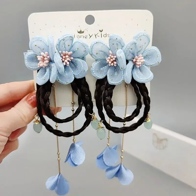 Hanfu parrucche Cosplay ragazze bambini parrucche cinesi antiche Hanfu Cosplay bambini farfalla coppia Clip capelli Orname parrucca fascia per le ragazze