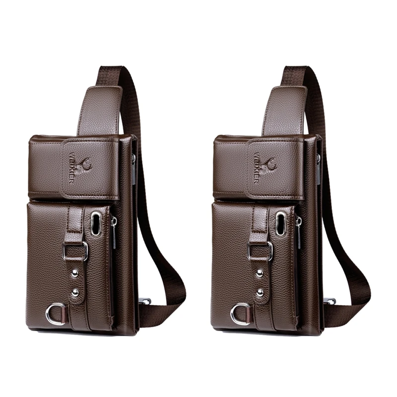 

2X WEIXIER Brand Unisex Single-Shoulder Multi-Function Large-Capacity Waist Men's Chest Bag Casual Messenger Bag Wallet