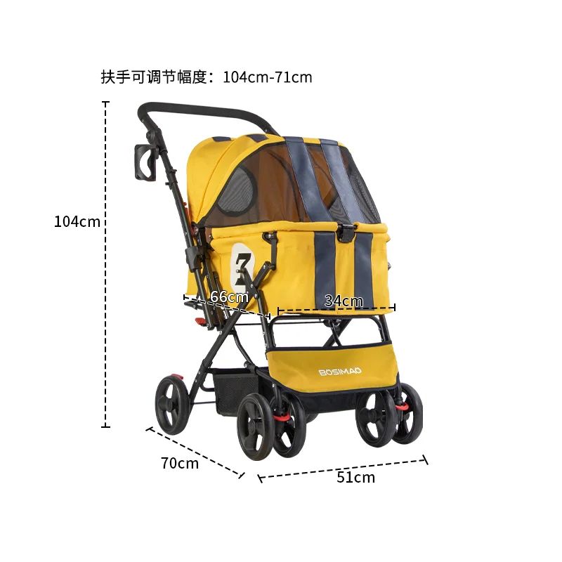 

Less Than 17kg Pet Stroller, Two-way Stroller Dog Pet Stroller Breathable and Portable One Click Folding Stroller Two-way Handle